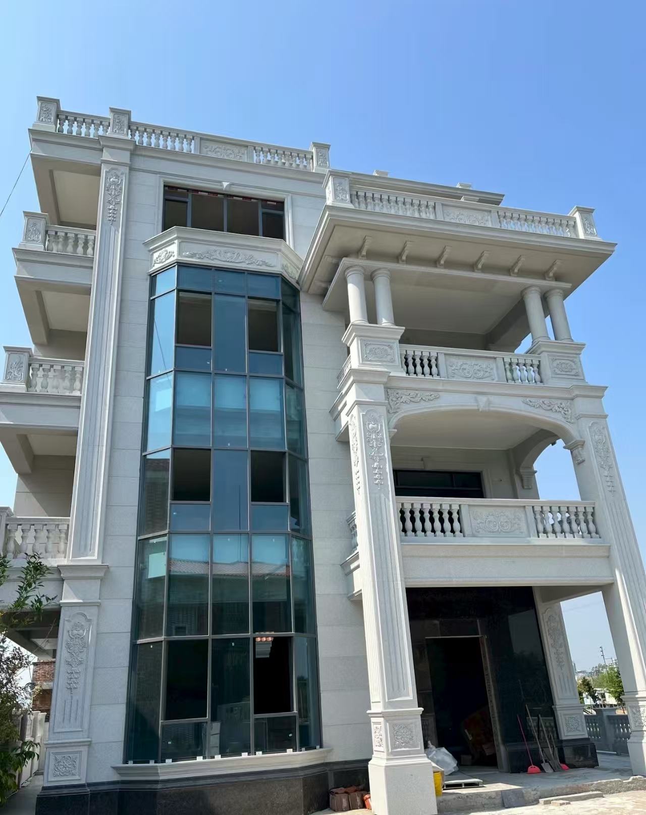 淮南 芝麻白花岗岩别墅外墙干挂效果展示